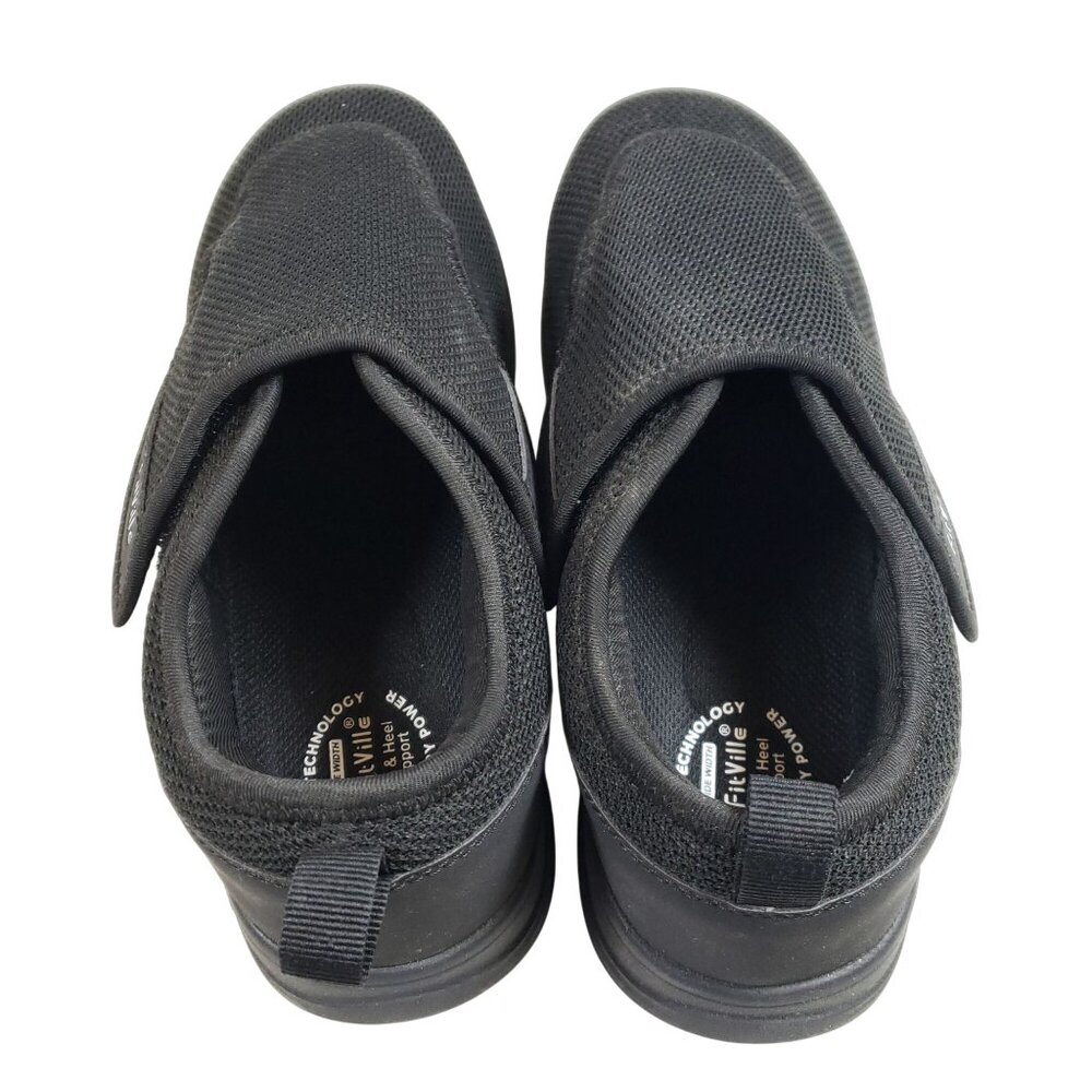 FitVille Womens Size 9.5 Wide Black Diabetic Comfort Slip-On Shoes - Picture 7 of 10